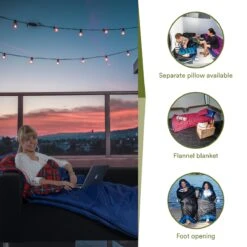 Skandika Dundee Flannel-L Slaapzak – Mummmieslaapzakken – Slaapzakken Volwassen - Maat M – Unisex - Katoen, Luxe Kwaliteit, Dubbele Slaapzak, 3 Seizoenen, Tot -20°C - 220 X 80 Cm - Outdoor Kampeerslaapzak – Ritssluiting Links - Zwart/blauw -Buitenkampeerwinkel 1200x1200 867