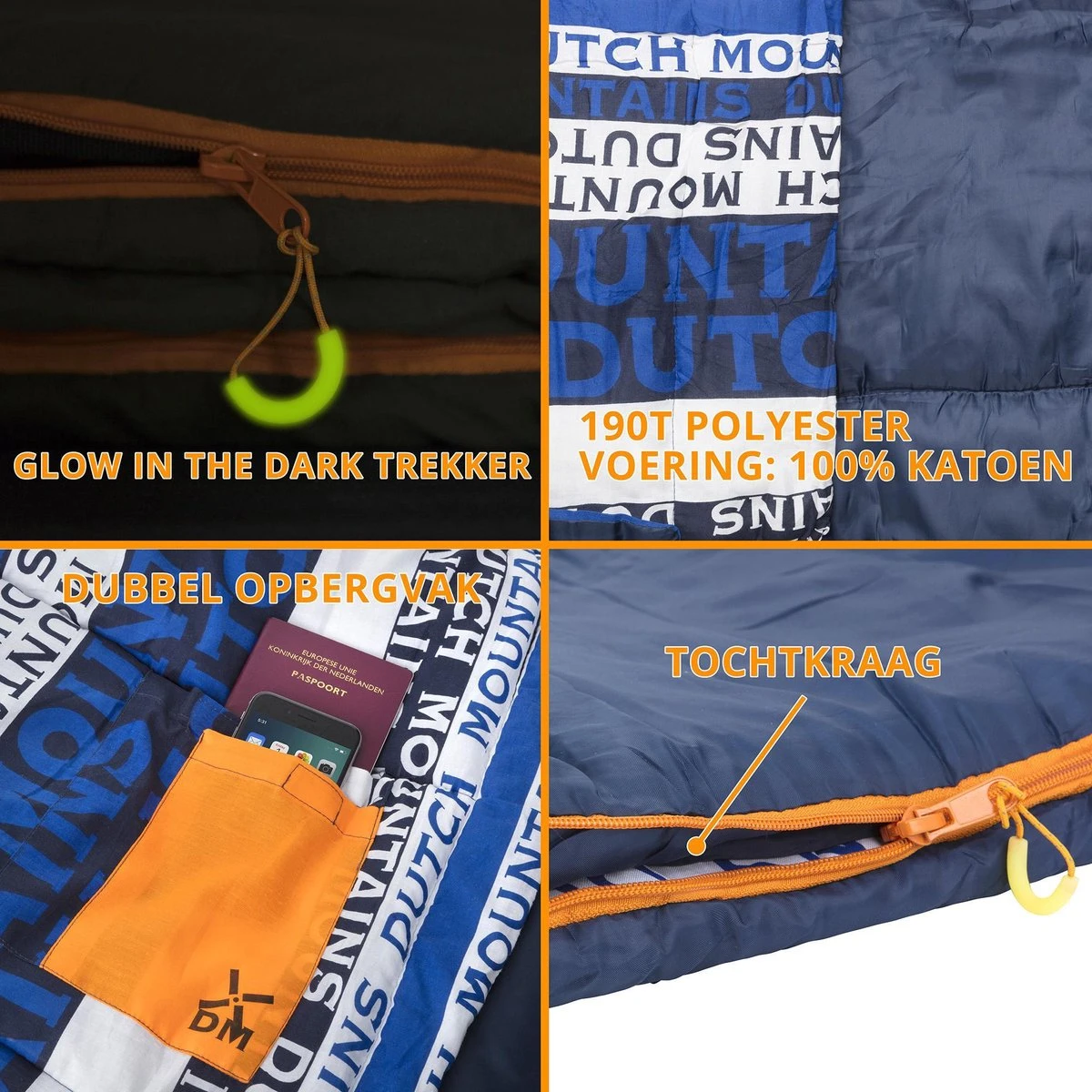 Dutch Mountains Slaapzak Goeree XL - Extra Groot 220x90cm - Katoenen Binnenkant - Aanritsbaar - Tochtstrip En Compressiehoes 4 Dutch Mountains Slaapzak Goeree XL - Extra Groot 220x90cm - Katoenen Binnenkant - Aanritsbaar - Tochtstrip En Compressiehoes - Afbeelding 4