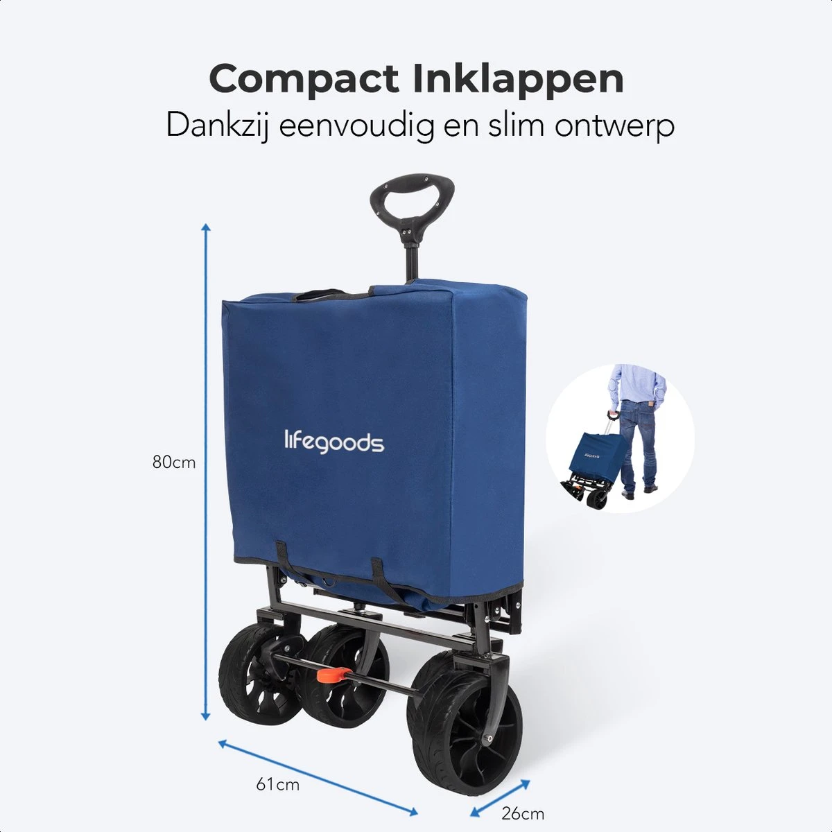 LifeGoods Bolderkar - Opvouwbaar - Tot 120KG - 103L - Extra Draagtas En Duwstang - Wasbaar Polyester - 98x45cm - Blauw/Grijs 7 LifeGoods Bolderkar - Opvouwbaar - Tot 120KG - 103L - Extra Draagtas En Duwstang - Wasbaar Polyester - 98x45cm - Blauw/Grijs - Afbeelding 7