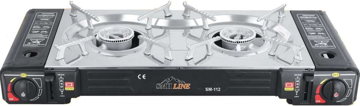 SMH LINE® Dubbele Camping Kooktoestel - 2 Pits - Draagbaar Gasfornuis - 2x 2500W 1 SMH LINE® Dubbele Camping Kooktoestel - 2 Pits - Draagbaar Gasfornuis - 2x 2500W