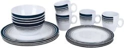 Bo-Camp - Servies - Classic - 16-Delig - Wit/Navy -Buitenkampeerwinkel 1200x466