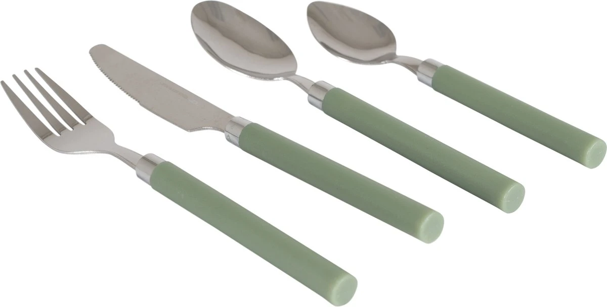 Bo-Camp Bestekset - 4-Delig - 1-Persoons - Groen 2 Bo-Camp Bestekset - 4-Delig - 1-Persoons - Groen - Afbeelding 2