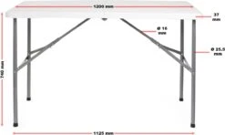 Toboli Klaptafel 120x60x74cm Campingtafel Wit; Bijzettafel, Inklapbare Tafel - Multistrobe -Buitenkampeerwinkel 1200x721