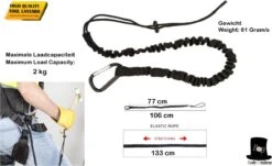 Bob Online ™ - 1 Stuk – Zwart – Gereedschaplijn – Gereedschaplanyard – Elasticate Tool Lanyard – Maximum Load Capacity 2 Kg – Elastisch Gereedschap Lanyard – Gereedschap Valbeveiliging Koord -Buitenkampeerwinkel 1200x734 4