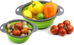 Buxibo - 3-Delige Keuken Vergiet Set Inklapbaar Groen/Grijs -Buitenkampeerwinkel 1200x736