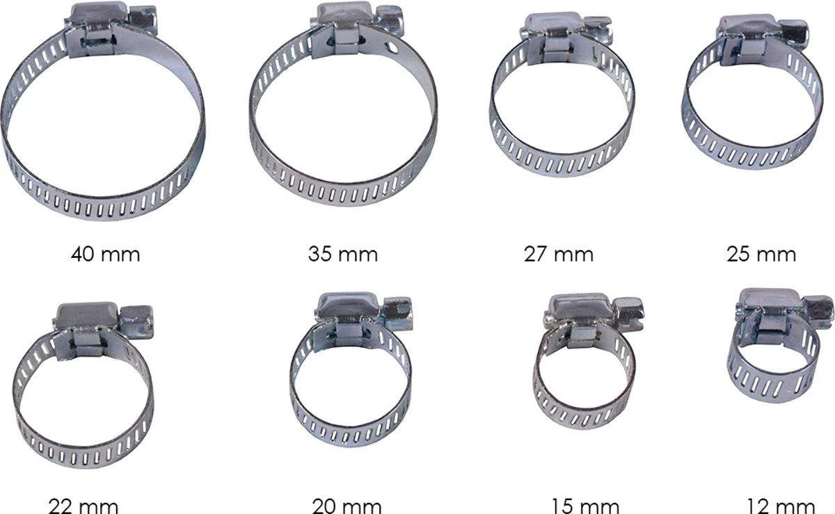 Benson Slangenklemmen Set 40 Delig – 8 Verschillende Formaten – Zilverkleurig 2 Benson Slangenklemmen Set 40 Delig – 8 Verschillende Formaten – Zilverkleurig - Afbeelding 2