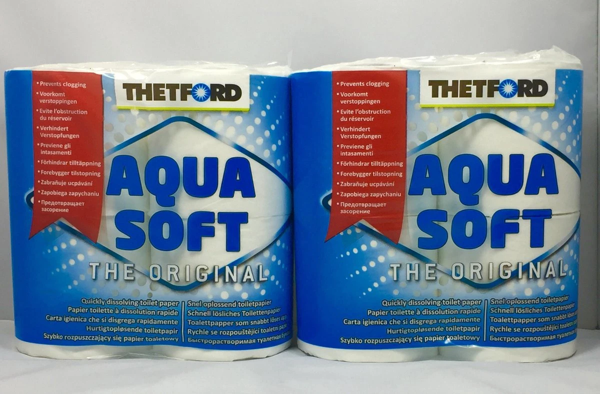 2 X Thetford Aqua Soft Toiletpapier - 4 Rollen 1 2 X Thetford Aqua Soft Toiletpapier - 4 Rollen