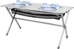 Campart Campingtafel XL TA-0806 - Opvouwbaar, Lichtgewicht En Met Verstelbare Poten - Kampeertafel Inklapbaar Inclusief Opbergtas - 140 X 80 X 70 Cm - Wit -Buitenkampeerwinkel 1200x793
