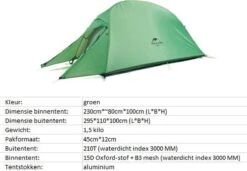 Cloud Up 1 Upgraded - Naturehike® - 1 Persoons Tent - Lichtgewicht Tent - Incl. Grondzeil - 210T 3000mm - Outdoor - Waterdicht - Hiking & Wandelen 21 Cloud Up 1 Upgraded - Naturehike® - 1 Persoons Tent - Lichtgewicht Tent - Incl. Grondzeil - 210T 3000mm - Outdoor - Waterdicht - Hiking & Wandelen -Buitenkampeerwinkel 1200x830