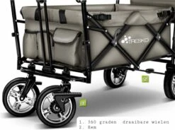 Wildebeest Bolderkar Opvouwbaar Grijs - Bolderwagen Met Kinder Zitje - Bolderkarren - Handkar Grijs - Opvouwbaar Transportwagen - Transportkar - Handkar Tuin Trolley Met Dak Transport Trolley XXL -Buitenkampeerwinkel 1200x896 2