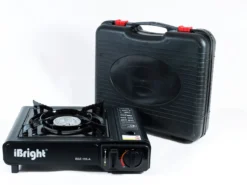 IBright Draagbare Camping Kooktoestel - Gasbrander - 1 Pits Gaspit - Elektrische Ontsteking - 2900 Watt - Met Koffer - Zwart
