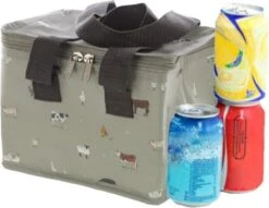 Kleine Koeltas Voor Lunch Grijs Met Boerderij Dieren Print 16 X 21 X 14 Cm 4,7 Liter - Koeltassen -Buitenkampeerwinkel 1200x928