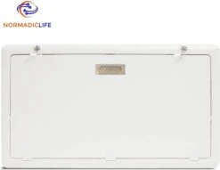 Merkloos NormadicLife® - Outdoor – Opklapbare Tafel - Eettafel – Tafel Voor Buitenkeuken - Caravan – Camper – Picknicktafel - Ingebouwd Ledlicht – Wit -Buitenkampeerwinkel 1200x929