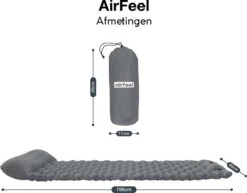 AirFeel Opblaasbaar Slaapmatje - Ingebouwde Pomp En Kussen - Lichtgewicht - 196 X 60 X 6cm - Gray -Buitenkampeerwinkel 1200x939 4