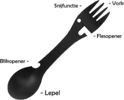 Luverno® - Spork - Incl. Bescherm Hoes - RVS - Bestek To Go - Reisbestek - Keukengadget - 5 In 1 Camping Bestek - Zwart -Buitenkampeerwinkel 1200x969 1