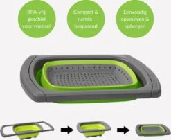 Buxibo - 3-Delige Keuken Vergiet Set Inklapbaar Groen/Grijs -Buitenkampeerwinkel 1200x979 1