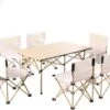 Buxibo - Lichtgewicht Vouwbare Campingtafel - Inklapbaar - Vis/Tuin/Picknick Tafel - Kamperen - Met Opberghoes - Aluminium - Grijs