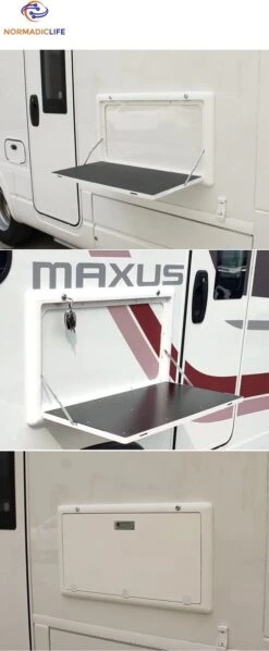 Merkloos NormadicLife® - Outdoor – Opklapbare Tafel - Eettafel – Tafel Voor Buitenkeuken - Caravan – Camper – Picknicktafel - Ingebouwd Ledlicht – Wit -Buitenkampeerwinkel 496x1200