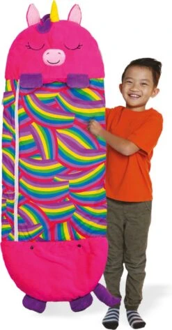 Mediashop Happy Nappers Kinderslaapzak - 2-in-1 Zachte Knuffel En Zomerslaapzak - Roze Eenhoorn Motief Voor Kinderen Van 3 Tot 6 Jaar -Buitenkampeerwinkel 627x1200