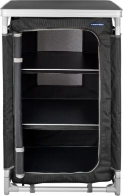 Campart Campingkast CU-0719 – Opvouwbaar En Verstelbaar - 4 Verstelbare Poten - 3 Lagen - Aluminium Frame - Grijs -Buitenkampeerwinkel 753x1200