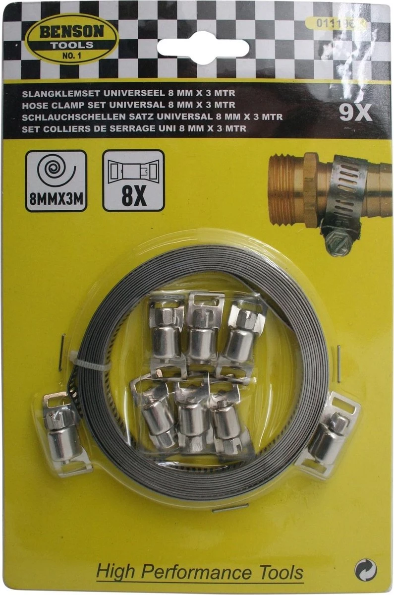 Benson Slangklem - Universeel - 8 Mm X 3 Meter - 9 Delig 1 Benson Slangklem - Universeel - 8 Mm X 3 Meter - 9 Delig
