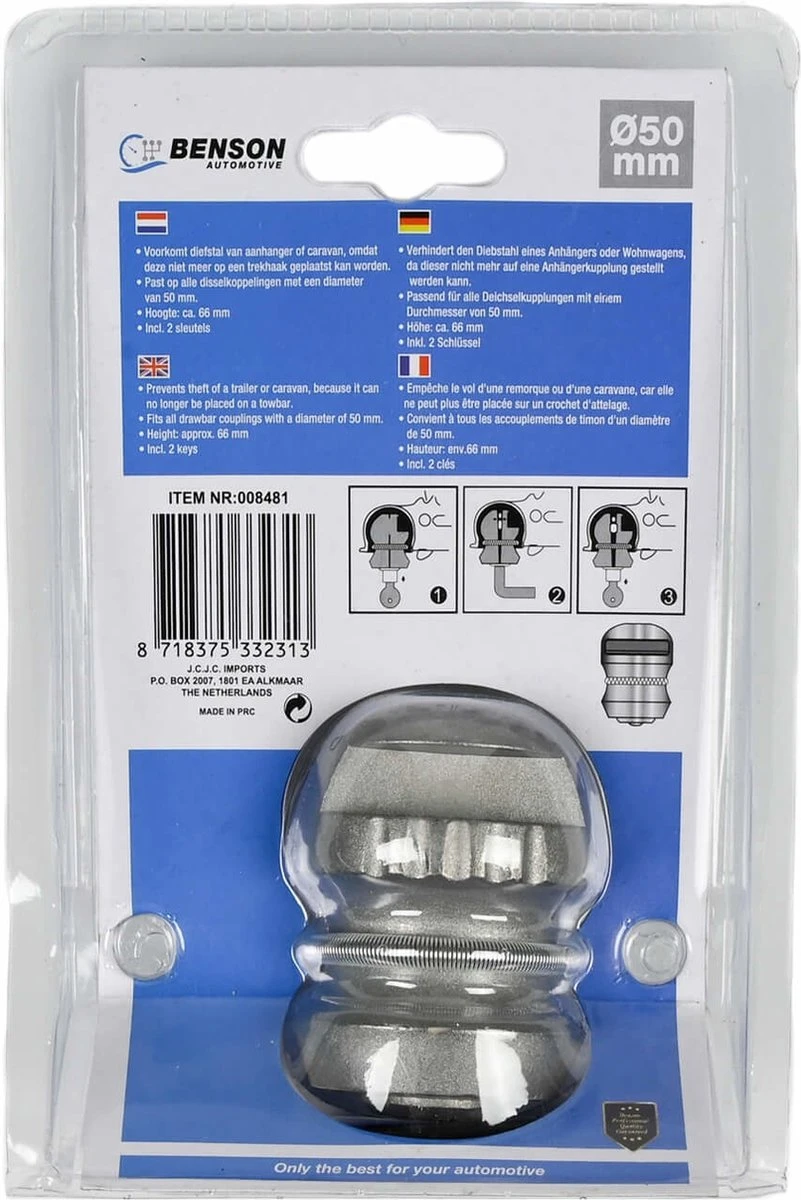 Benson Disselslot - Kogel Model - Geschikt Voor 50mm Ø Disselkoppeling 5 Benson Disselslot - Kogel Model - Geschikt Voor 50mm Ø Disselkoppeling - Afbeelding 5