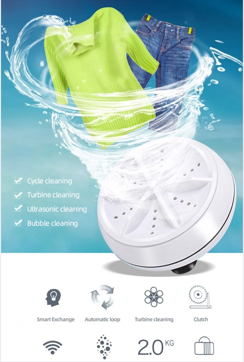 Mini Wasmachine Deluxe - Camping Accessoires - 2KG Wascapaciteit - Inclusief Afstandsbediening 3 Mini Wasmachine Deluxe - Camping Accessoires - 2KG Wascapaciteit - Inclusief Afstandsbediening - Afbeelding 3