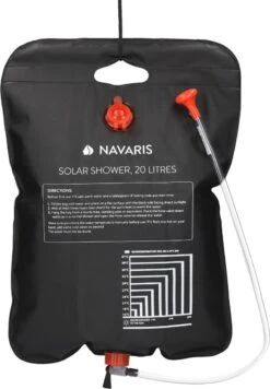 Navaris Campingdouche Op Zonne-energie - 20 Liter - Verwarmbare Camping Douchezak Met Douchekop, Slang En Kraan - Ideaal Voor Reizen En Kamperen