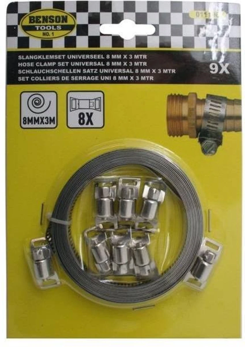 Benson Slangklem - Universeel - 8 Mm X 3 Meter - 9 Delig 2 Benson Slangklem - Universeel - 8 Mm X 3 Meter - 9 Delig - Afbeelding 2