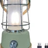 Skandika Kiruna LED-Lamp – Tentlampen – Campinglampen – Buiten Lantaarn – Buitenverlichting – Buiten Lamp - Retro Outdoor Camping Lamp Met Powerbank, Traploos Dimbaar, Draadloos, Oplaadbare Batterij, USB, Warm En Koud Wit, 75h Lichtduur – Groen