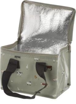 Kleine Koeltas Voor Lunch Grijs Met Boerderij Dieren Print 16 X 21 X 14 Cm 4,7 Liter - Koeltassen -Buitenkampeerwinkel 878x1200