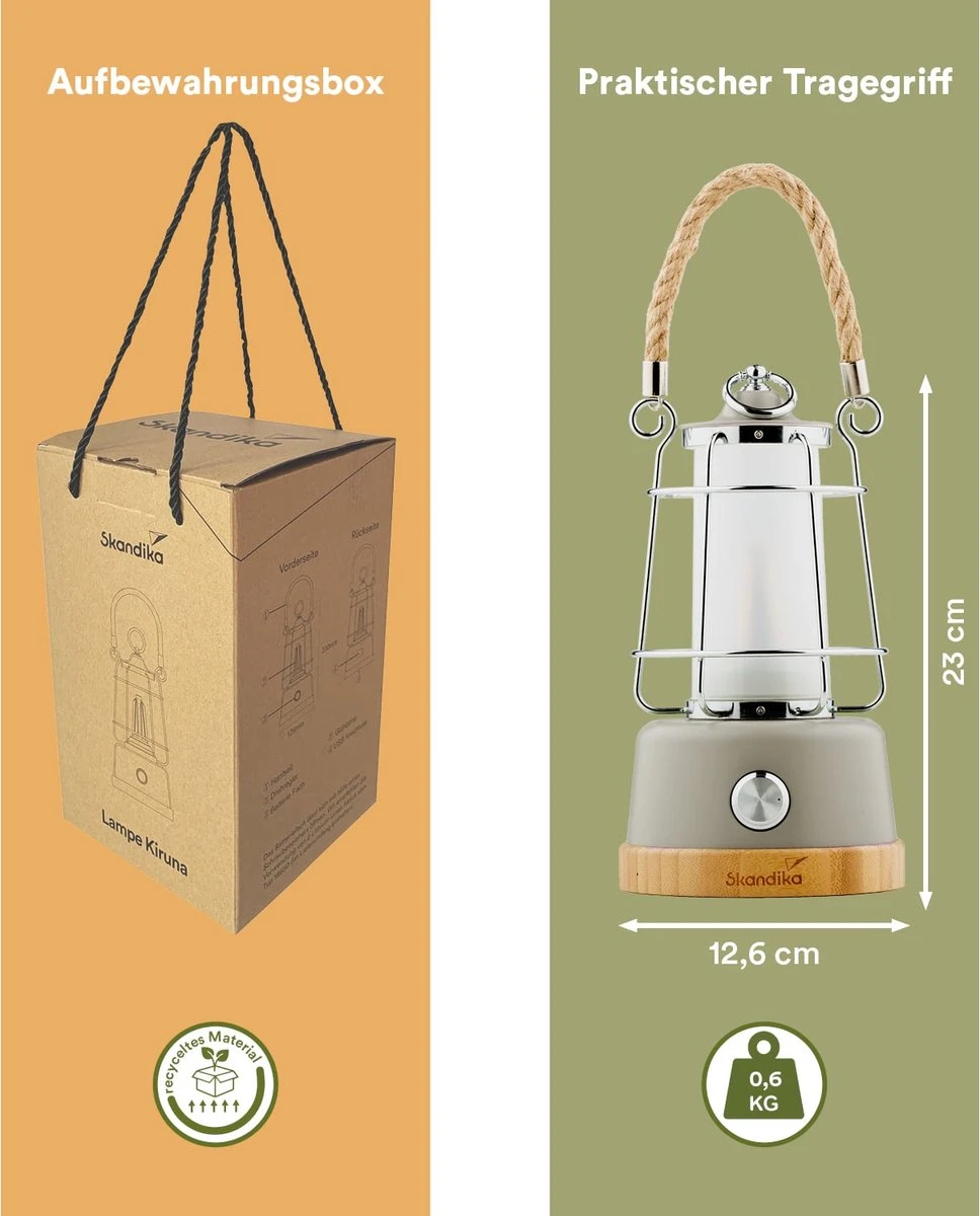 Skandika Kiruna LED-Lamp – Tentlampen – Campinglampen – Buiten Lantaarn – Buitenverlichting – Buiten Lamp - Retro Outdoor Camping Lamp Met Powerbank, Traploos Dimbaar, Draadloos, Oplaadbare Batterij, USB, Warm En Koud Wit, 75h Lichtduur – Beige 5 Skandika Kiruna LED-Lamp – Tentlampen – Campinglampen – Buiten Lantaarn – Buitenverlichting – Buiten Lamp - Retro Outdoor Camping Lamp Met Powerbank, Traploos Dimbaar, Draadloos, Oplaadbare Batterij, USB, Warm En Koud Wit, 75h Lichtduur – Beige - Afbeelding 5