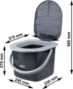 Branq Toiletemmer Draagbaar Met Deksel - 15,5L - Antraciet -Buitenkampeerwinkel 977x1200 3