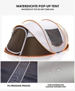 Fly Lab Luxe Pop Up Tent - Kampeer Tent - Grijs/Oranje - 4 Persoons -Buitenkampeerwinkel 989x1200 5