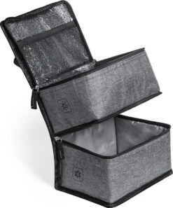 Merkloos Koeltas Met Dubbel Compartiment - Lunchtas - Koeltasje Lunch - Koelelementen - Koud - Warm - Isolatie - Volwassenen - Dames - Heren - 14 X 22 Cm - Polyester - RPET - Aluminium - Grijs -Buitenkampeerwinkel 997x1200